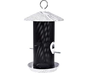 dobar 10061e Large Bird Feeder "Fold" - Bird Feeder Made of Coated Metal - Feeding Station for Wild Birds - Feeder for Loose Seeds - Diameter 19 x 31.5 cm - White/Black