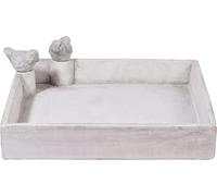 dobar® 12979e Square Bird Bath Carré - Large Bird Bath Made of Cement - Bird Basin for Wild Birds - Water Bath for Garden/Patio/Balcony - 29 x 29 x 5 cm - White