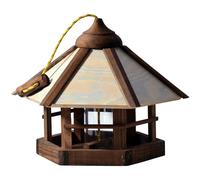 dobar? 21390 Camouflage Bird Feeder Made of Wood - Hanging Bird House - Includes Feeder - Compact Bird Villa - 35 x 35 x 29 cm - Brown/Beige/Grey