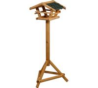 dobar 48100FSC Bird Feeder with Stand, Wooden Bird Feeder with Bitumen Shingle