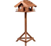 dobar 98370e Large Bird Feeder Alpine Hut with Stand, XXL Bird House, 66 x 66 x 136.5 cm, Brown, XXL