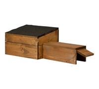 dobar® Hedgehog House Construction Kit - Hedgehog Hut with Long Entrance Cat-Proof - Hedgehog Cave Rat Flap - Hedgehog Sleeping House with Bitumen Roof - Removable Roof - 74.5 x 29 x 24 cm - Brown