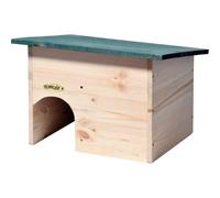 dobar Hedgehog House Construction Kit Solid Wood Hedgehog Cave for the Garden with Lock Hedgehog Hotel with Protection Against Predators 34.5 x 27 x 24 cm Green