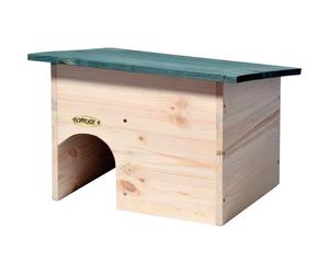 dobar Hedgehog House Construction Kit Solid Wood Hedgehog Cave for the Garden with Lock Hedgehog Hotel with Protection Against Predators 34.5 x 27 x 24 cm Green