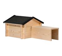 dobar® Hedgehog House with Plug-In System, Hedgehog Feeder with Bitumen Roof, Hedgehog Hut with Long Entrance, Predator Protection, Hedgehog Hotel, Winterproof, 70 x 39 x 31 cm, Natural