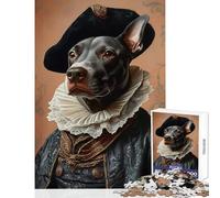 Dobberman in Renaissance Attire 1000 Piece Jigsaw Puzzles Strengthen Cognitive Ability And Skill Soothing Serene Leisure Play (38x26cm)
