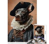 Dobberman in Renaissance Attire Jigsaw for Adults1000 Pieces Strengthen Mind Clarity And Sharpness Calm Serene Leisure Activity (50x75cm)