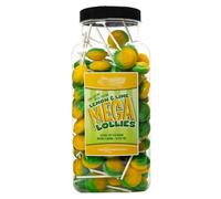 Dobbsonns Mega Lollies - Classic & Novelty Flavours in a Jar-Discover Our Extensive Range of Bulk Lollipops (Lemon & Lime Mega Lollies Jar)