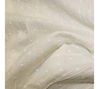 Dobby Cotton Fabric Spots Plain Coloured Dressmaking 135cm Wide (PER METRE) (Ivory)