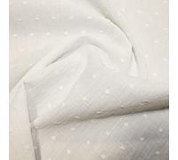 Dobby Cotton Fabric Spots Plain Coloured Dressmaking 135cm Wide (PER METRE) (White)