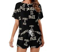 Dobby Is Free Womens Pyjamas Lounge Wear Sets Short Sleeve Buttons Top And Pant Sleepwear 3XL
