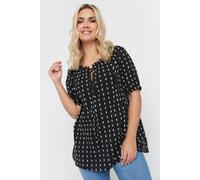 Yours Curve & White Dobby Tie Neck Top - Women's - Plus Size Curve