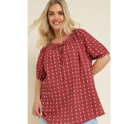 Dobby Tie Neck Top Yours Orange 18