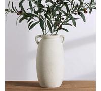 Dobbyby Ceramic Flower Vase 12 inch Farmhouse Rustic Vase Decorative Pottery Terracotta Tall Vases for Home Decor Table Mantle Fireplace Living Room Bathroom Wedding Centerpiece(Large-White)