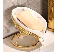 Dobbyby Leaf-Shaped Ceramic Soap Dish with Drain, Soap Holder, Soap Saver, Soap Tray, Bar Soap Holder, Easy Cleaning, for Shower Bathroom Kitchen Sink Bathtub, Pro-Environment White