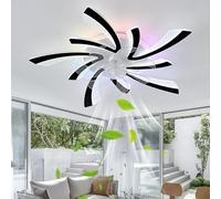 Dobecd RGB Ceiling Fans with Lights Flower Dimmable White LED Ceiling Fan Light Timer Ceiling Light Fan Memory Function Ceiling Fans with Lamps Silent Smart Fan Lights for Bedroom Living Room White