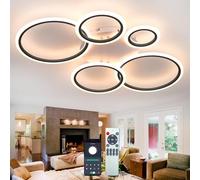 Dobecd Round Ceiling Light 100CM Modern Smart Chandelier 3 Colour Temperature Led Dimmable Memory Function Ceiling Lamp with App and Remote Control 57w Bright Pendant for Living Room Dining Room