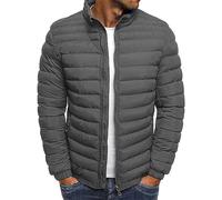 DOBEI Men Lightweight Coat Jacket Puffer Padded Thick Warm Bomber Jacket Sweater Jumper Mens Long Sleeve Full Zip Up Open Front Cardigan Pullover Sweatshirt with Pockets Grey UK Size 16