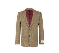 Dobell Harris Tweed Mens Brown Suit Jacket Regular Fit 100% Wool Windowpane Check-38L