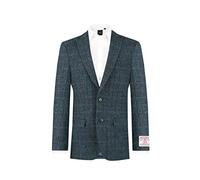 Dobell Harris Tweed Mens Dark Blue Windowpane Check Jacket Regular Fit 100% Wool-36S