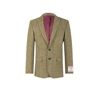 Dobell Harris Tweed Mens Green Herringbone Windowpane Check Jacket Regular Fit 100% Wool-44L
