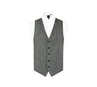Dobell Harris Tweed Mens Grey Herringbone Waistcoat Regular Fit 100% Wool-S (34-36in)