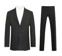 Dobell Mens Black 2 Piece Suit Regular Fit (38R Jacket with 32R Trousers)