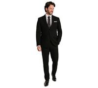 Dobell Mens Black 2 Piece Suit Regular Fit (42R Jacket with 36R Trousers)