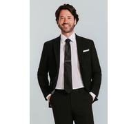 Dobell Mens Black 2 Piece Suit Regular Fit (38R Jacket with 32R Trousers)