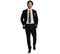 Dobell Mens Black 2 Piece Suit Slim Fit (40R Jacket with 34R Trousers)