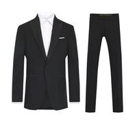 Dobell Mens Black 2 Piece Tuxedo Regular Fit Satin Peak Lapel (50R Jacket with 44R Trousers)