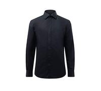 Dobell Mens Black Dress Shirt Regular Fit Standard Collar Double Cuff Plain Fly Front-15.5