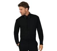 Dobell Mens Black Dress Shirt Regular Fit Wing Collar Plain Fly Front Double Cuff-15.5