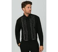 Dobell Mens Black Dress Shirt White Tipped Ruffle Front Regular Fit-16.5