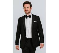 Dobell Men's Black Satin Notch Lapel 100% Wool 2 Piece Tuxedo | Size: 38S Dobell Black 38S