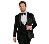 Dobell Mens Black Tuxedo Dinner Jacket Slim Fit Velvet Shawl Lapel-42R