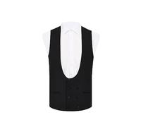 Dobell Mens Black Tuxedo Waistcoat 100% Wool Regular Fit Double Breasted-M (38-40in)