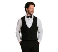 Dobell Mens Black Tuxedo Waistcoat Regular Fit Double Breasted-2XL (50-52in)