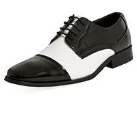Dobell Mens Black & White Dress Shoes Patent Classic 1920s Style Laced