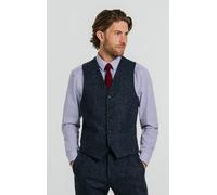 Dobell Men's Blue Herringbone Harris Tweed Waistcoat | Size: 2XL Dobell Blue 2XL