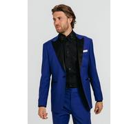 Dobell Men's Bright Blue Contrast Peak Lapel Tuxedo Jacket | Size: 46R Dobell Bright Blue 46R