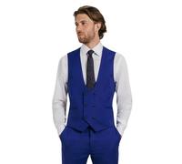Dobell Mens Bright Blue Waistcoat Regular Fit Double Breasted-L (42-44in)