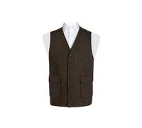 Dobell Mens Brown Barleycorn Tweed Waistcoat Regular Fit Patch Pockets-2XL (50-52in)