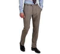 Dobell Mens Brown Herringbone Tweed Suit Trousers Regular Fit Wool Blend-40S