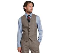 Dobell Mens Brown Herringbone Tweed Waistcoat Regular Fit Wool Blend-2XL (50-52in)