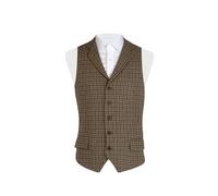Dobell Mens Brown Houndstooth Tweed Waistcoat Regular Fit-XL (46-48in)