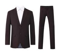 Dobell Mens Burgundy 2 Piece Suit Regular Fit (44R Jacket with 38R Trousers)