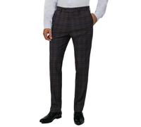 Dobell Mens Burgundy/Blue Suit Trousers Regular Fit Windowpane Check