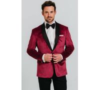 Dobell Men's Burgundy Contrast Shawl Lapel Velvet Jacket | Size: 46R Dobell Burgundy 46R
