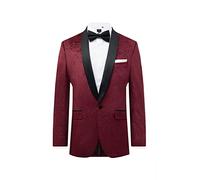 Dobell Mens Burgundy Paisley Velvet Tuxedo Jacket Regular Fit Contrast Shawl Lapel-54R